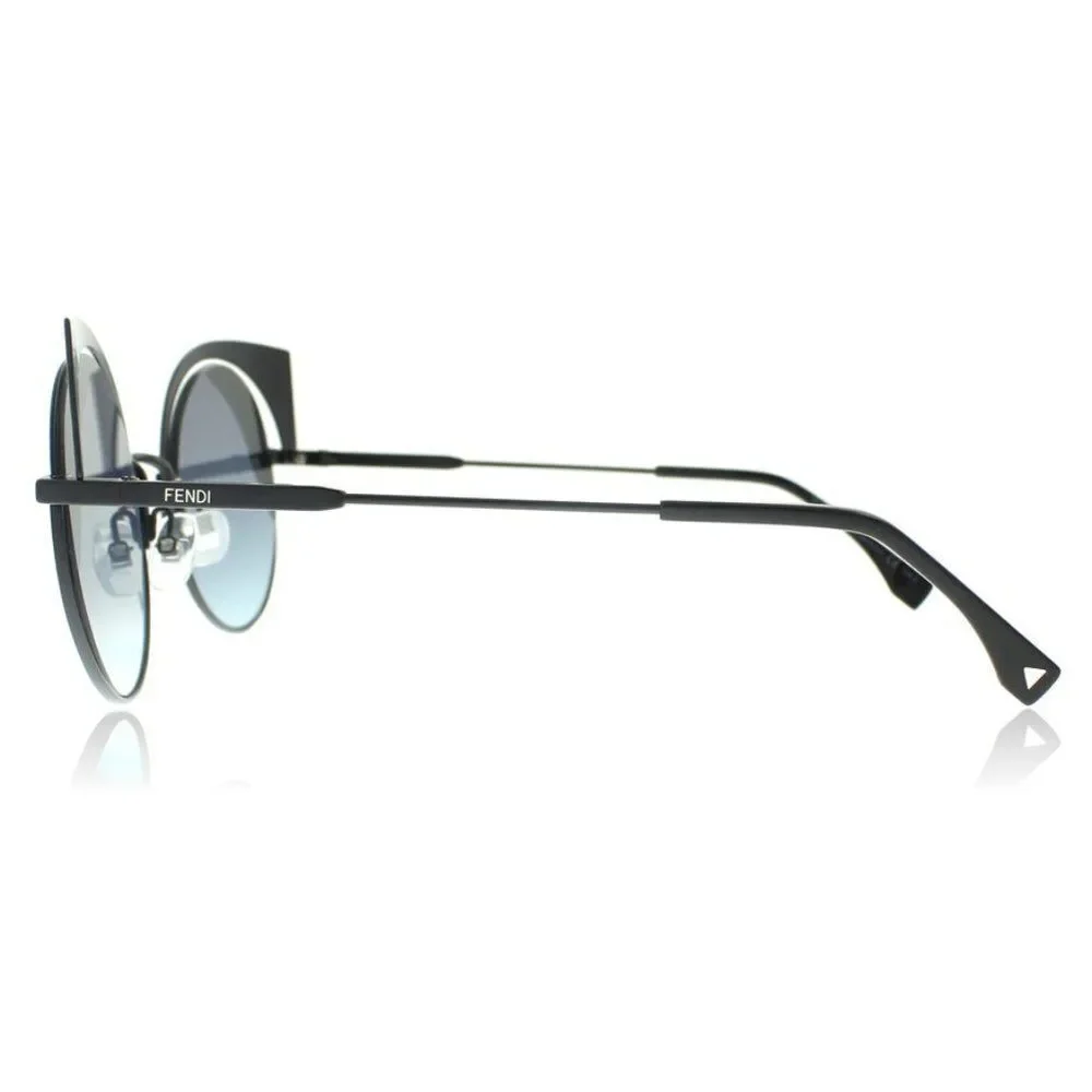 Fendi Blue Torquoise Ff0215/Solbmtblk Turqu Round Women's Gradient Sunglasses